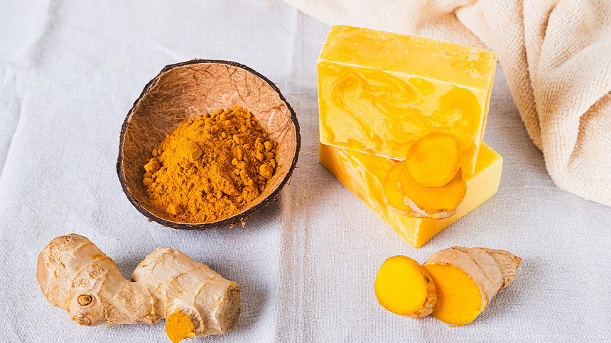 корень куркумы и мыло