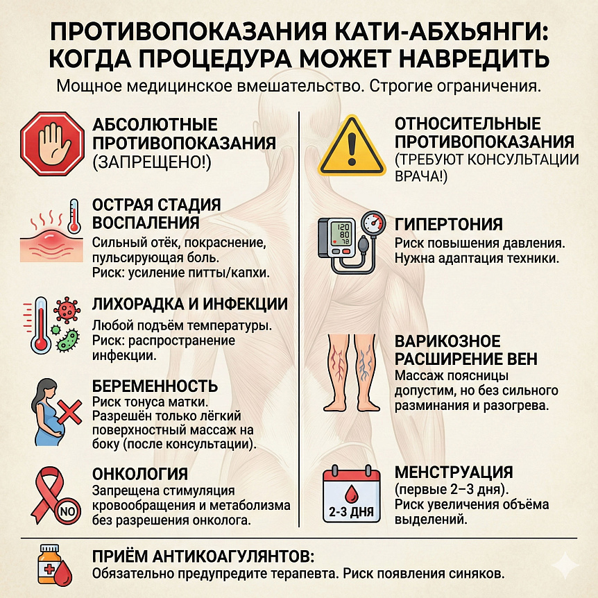 Абсолютные и относительные противопоказания к процедуре Кати-абхьянга