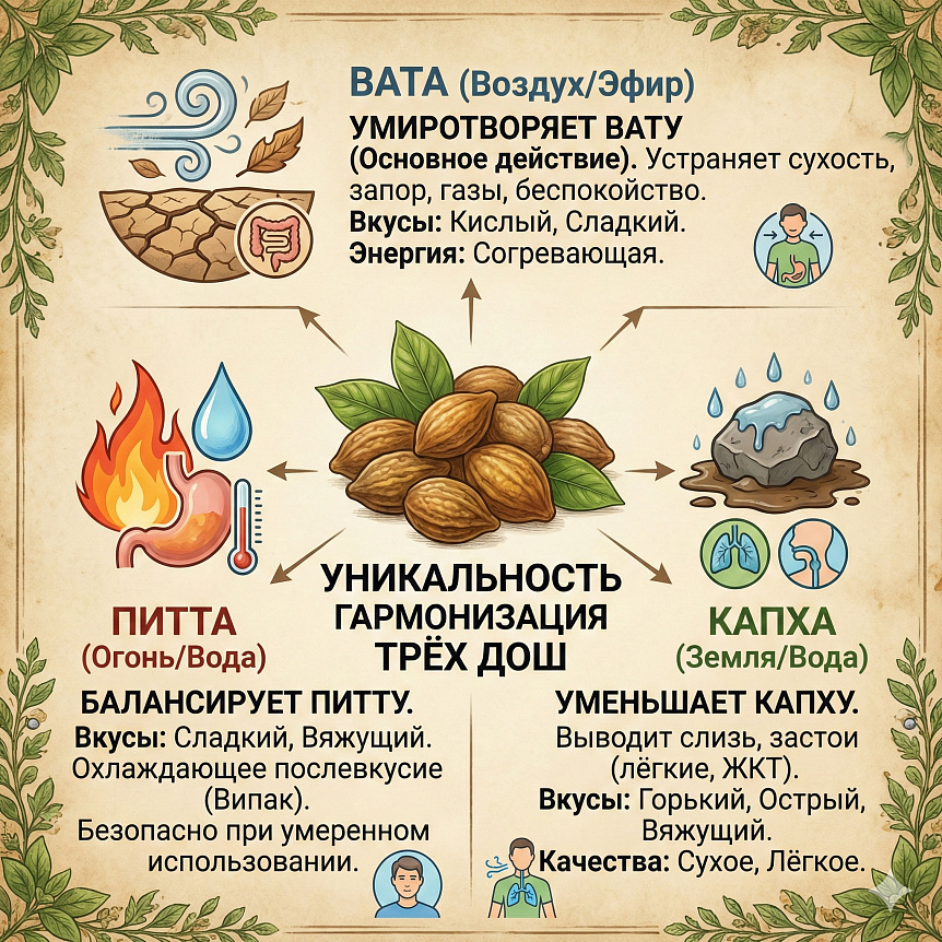 Влияние харитаки на доши Вата Питта Капха схема