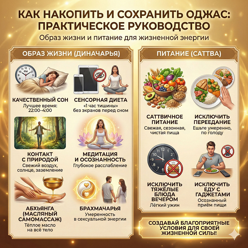 Инфографика: как накопить и сохранить оджас через образ жизни и питание
