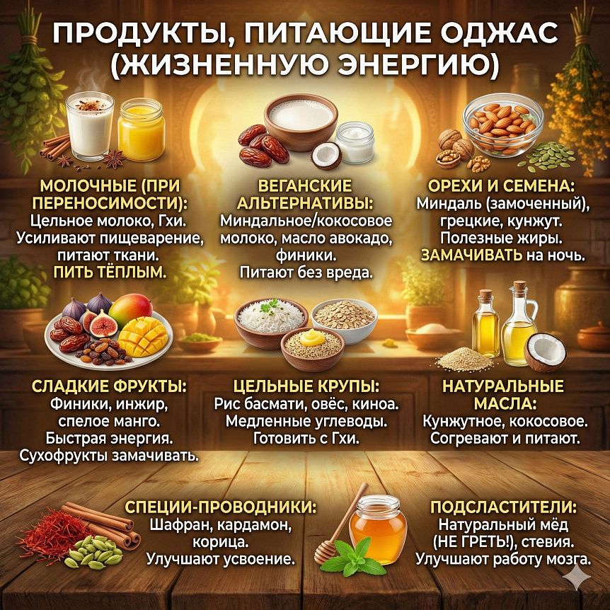 Инфографика: продукты, питающие оджас, и правила их употребления