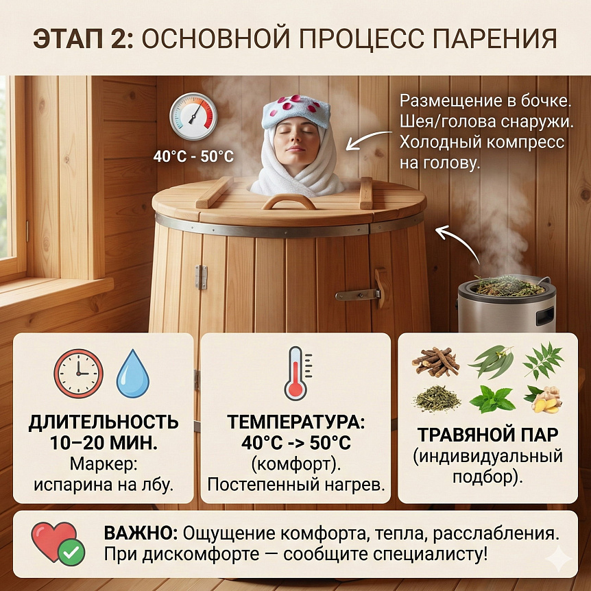 Правила проведения процедуры парения в фитобочке и температурный режим