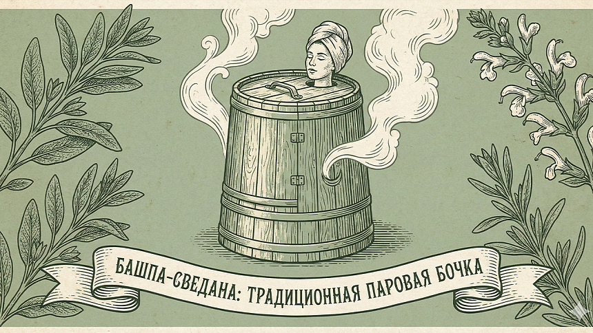 Аюрведическая процедура Башпа-сведана, деревянная паровая бочка, фитосауна, голова снаружи бочки